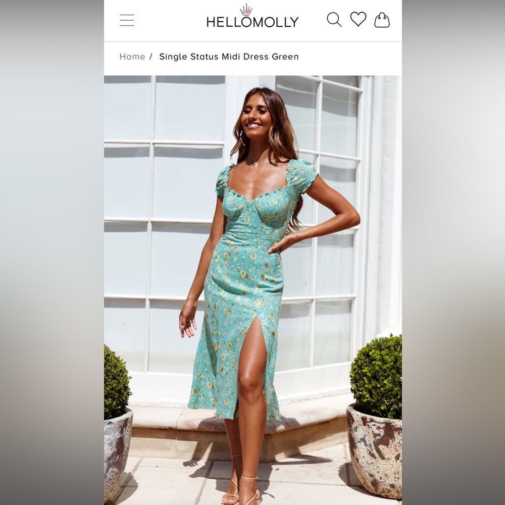 Hello Molly Single Status Midi Dress, Green